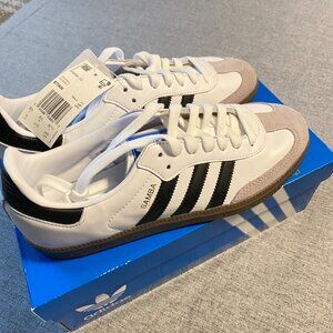 NWT Adidas Samba OG Sneakers White with Black Stripes Men's size 9
